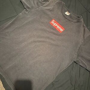 VINTAGE Supreme Black Tee with Red Box Logo